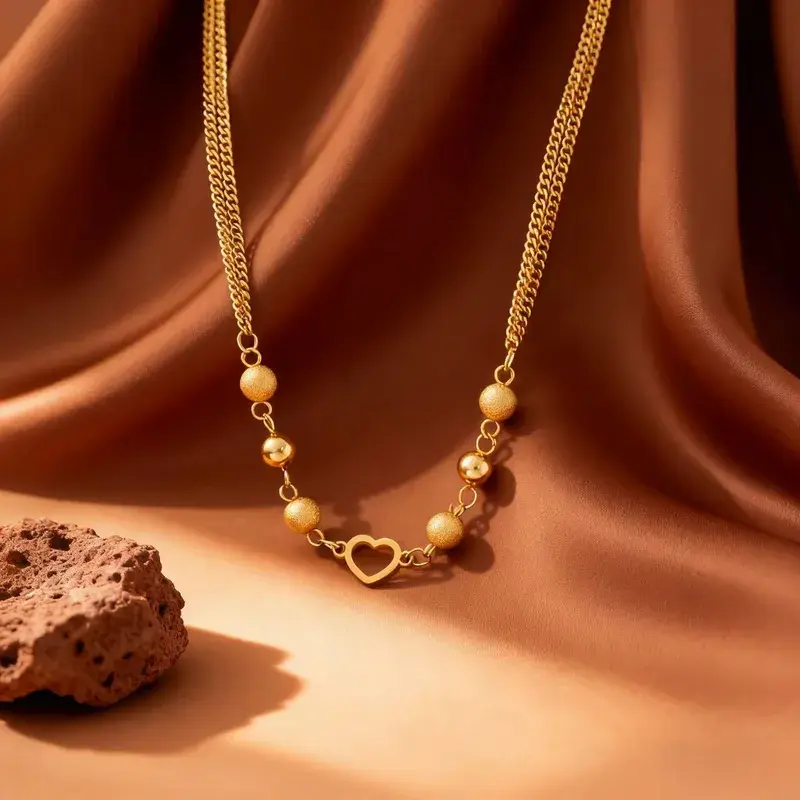 Forsted Bead Heart Necklace - FY0274